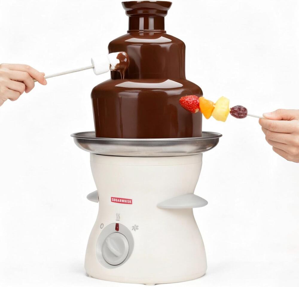 Sugarwhisk 3 Tier Mini Chocolate Fountain Machine, Easy to Use & Clean, Parties